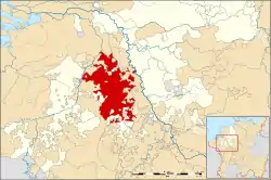 Map of the Lower Rhenish–Westphalian Circle around 1560, Duchy of Jülich highlighted in red