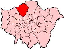 Location of the London Borough of Barnet in Greater London