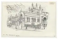 Samuel Loxton, ProCathedral, exterior, Ink Drawing, 1914