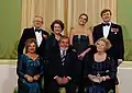 The President and First Lady pose for an official photo with the Dutch Royal Family in April 2008