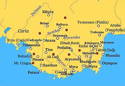 Map of Classical Lycia