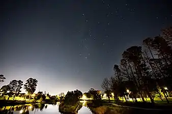 Lyneham Wetlands facing southward at night