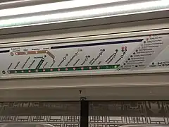 Route diagram of the M2 line (2009 Rotem)