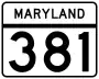 Maryland Route 381 marker