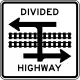 Divided highway transit rail crossing (T-intersection)