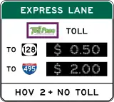 Toll costs on express lane or HOV