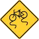 Bicycle slippery when wet ahead