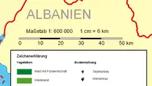 Image 46A bar scale with the nominal scale expressed as "1:600 000", meaning 1 cm on the map corresponds to 600,000 cm=6 km on the ground. (from Scale (map))