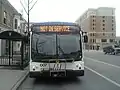 The front of a Metro Gillig BRT hybrid bus