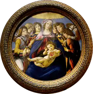 Sandro Botticelli, Madonna of the Pomegranate, c. 1487, tempera on panel, 143.5 cm diameter, Uffizi, Florence