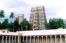 Typical South Indian temple gopuram (temple gate) built almost a millennium ago, but as tall as a modern mid-rise.