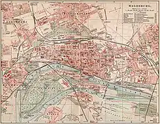 Map of Magdeburg, 1900