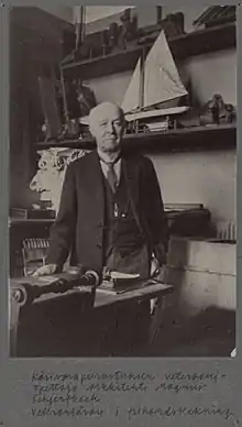 Photograph of Magnus Schjerfbeck in his study