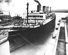 RMS Majestic being converted into HMS Caledonia