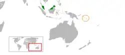 Map indicating locations of Malaysia and Solomon Islands