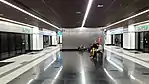 The platform level in the Maluri MRT station. The space is almost twice as wide as Masjid Jamek's platform level.