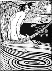 Nanabozho in Ojibwe flood story from an illustration by R. C. Armour, in his book North American Indian Fairy Tales, Folklore and Legends (1905)