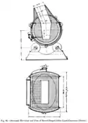 Sections, from above and from the side, of a Manhès-David converter.