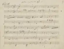 Page one of the manuscript from Beethoven's Bagatelle in G minor, op 119. c. 1822.