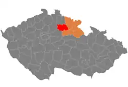 Location in the Hradec Králové Region within the Czech Republic