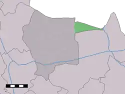 The village (dark red) and the statistical district (light green) of Mander in the municipality of Tubbergen.