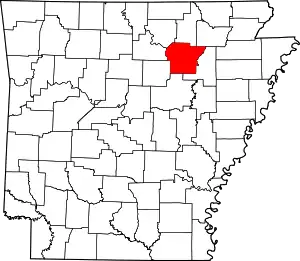 Map of Arkansas highlighting Independence County