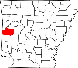 Map of Arkansas highlighting Scott County