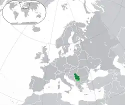 Map showing Serbia in Europe