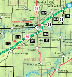 KDOT map of Franklin County (legend)