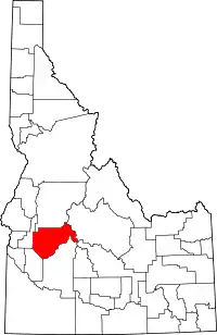 Map of Idaho highlighting Boise County