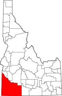 Map of Idaho highlighting Owyhee County