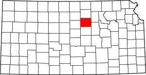 Map of Kansas highlighting Ottawa County