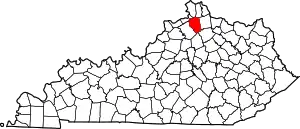 Map of Kentucky highlighting Grant County