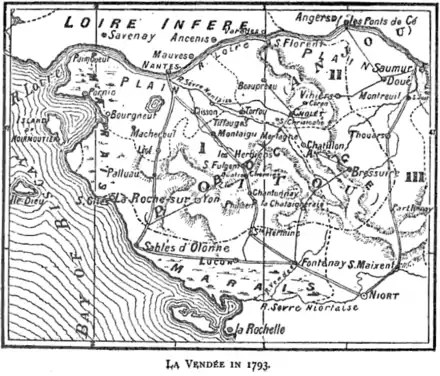 Map from a book "Francois-Severin Marceau (1769-1796)" by Thomas George Johnson published in 1896 in London.