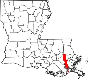 State map highlighting Jefferson Parish