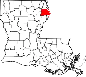 State map highlighting Madison Parish