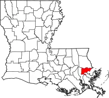 State map highlighting Orleans Parish