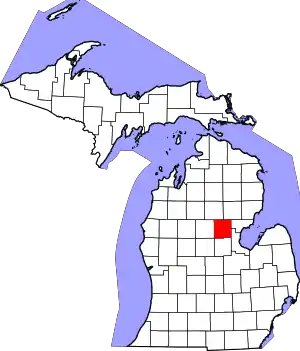 Map of Michigan highlighting Gladwin County