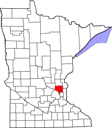 State map highlighting Anoka County