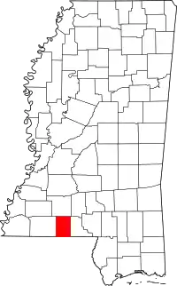 Map of Mississippi highlighting Pike County