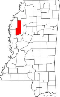 Map of Mississippi highlighting Sunflower County