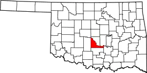 Map of Oklahoma highlighting McClain County