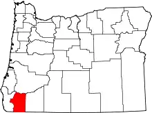 State map highlighting Josephine County