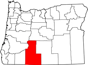 State map highlighting Klamath County