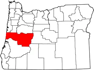 State map highlighting Lane County