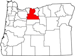 State map highlighting Wasco County