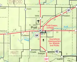 KDOT map of Pratt County (legend)