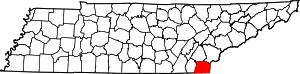 Map of Tennessee highlighting Polk County