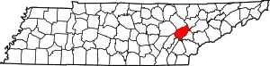 State map highlighting Roane County