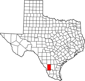 Map of Texas highlighting Encinal County